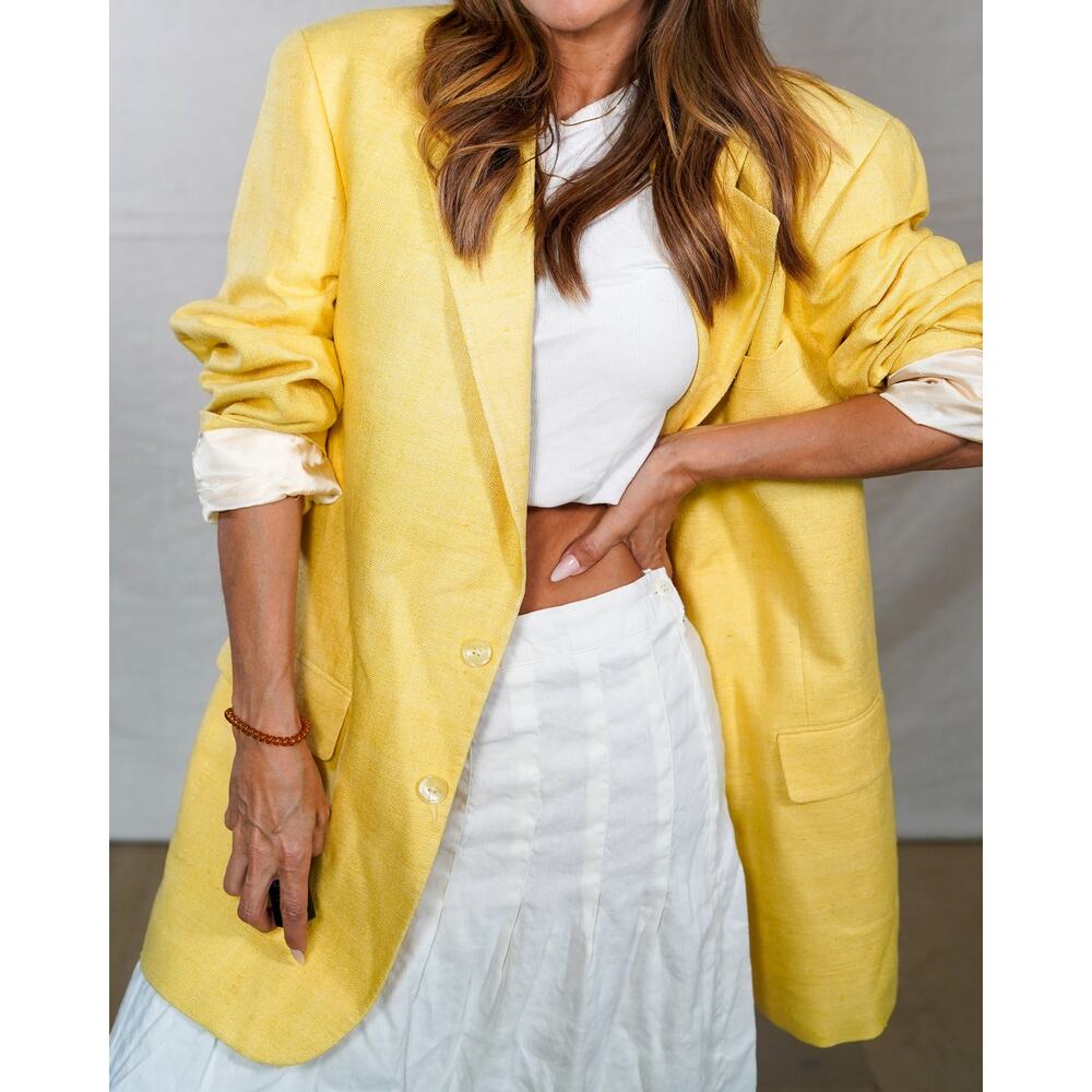 Vintage Bachrach Lemon Linen Blend Blazer | Size 40R